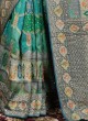 Peacock Green Geogeometric Banarasi Silk Saree